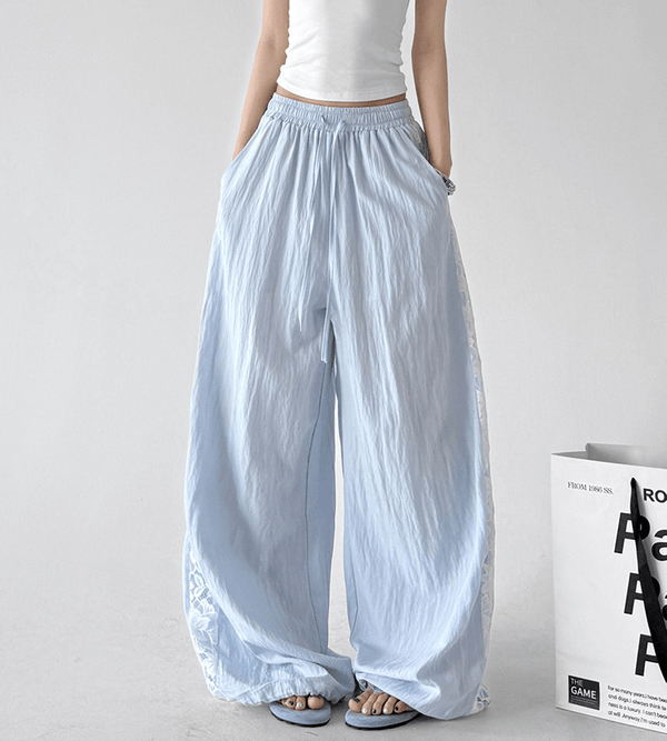 Linen - Blend Lace Panel Wide - Leg Pants - CT6218 - COPPING THREADS - CT Select
