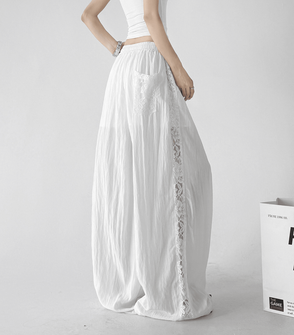Linen - Blend Lace Panel Wide - Leg Pants - CT6218 - COPPING THREADS - CT Select
