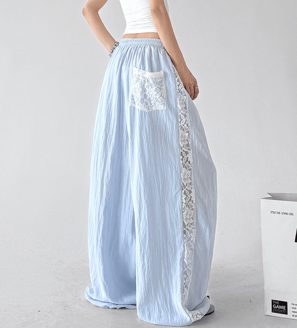 Linen - Blend Lace Panel Wide - Leg Pants - CT6218 - COPPING THREADS - CT Select