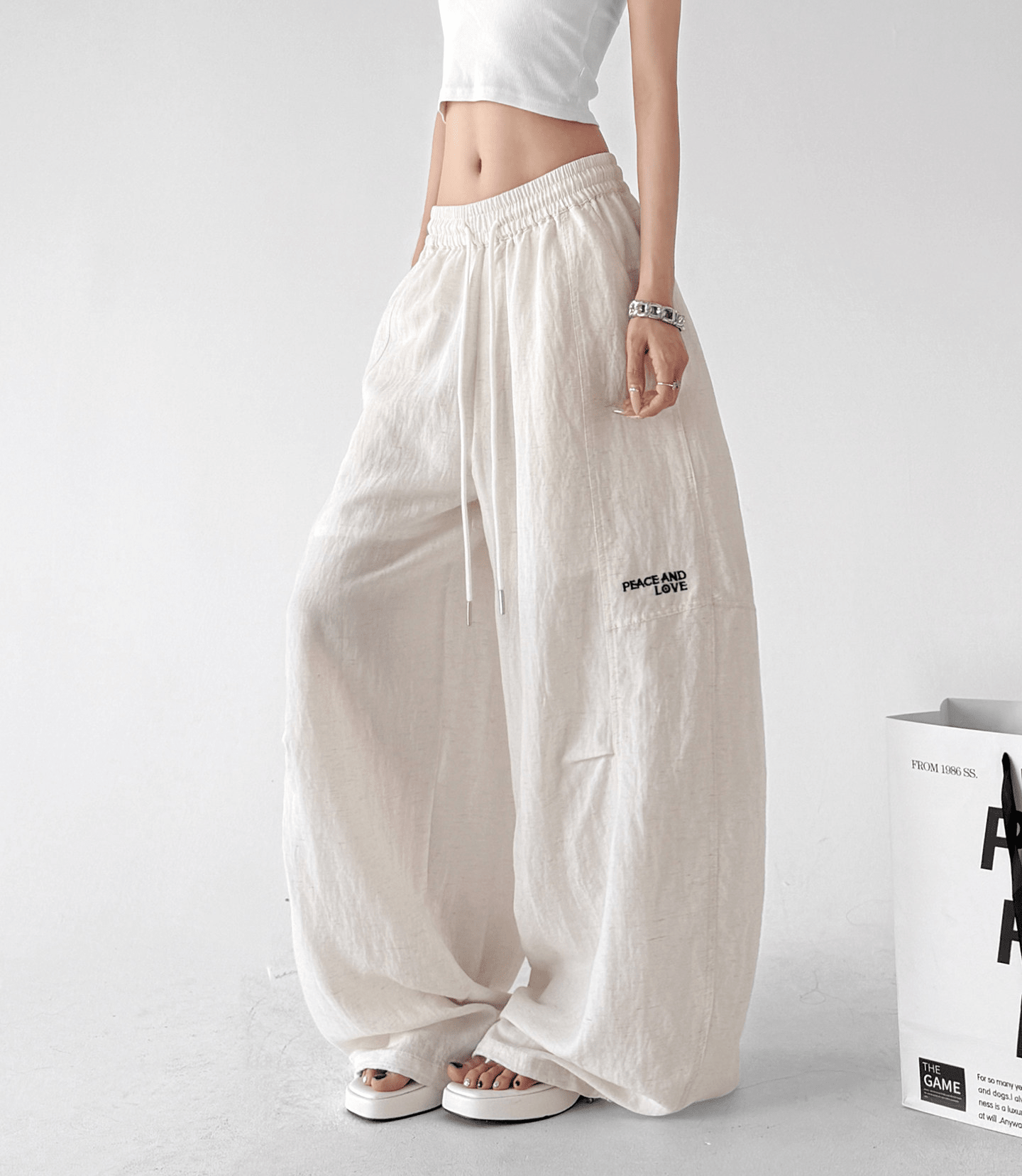 Linen - Blend Wide - Leg Drawstring Pants - CT212 - COPPING THREADS - CT Select