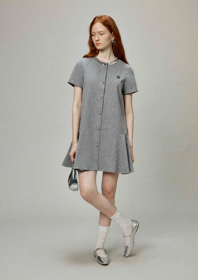 Linen Sequin Trim Tweed - Style Dress - COPPING THREADS - CHICISLAND