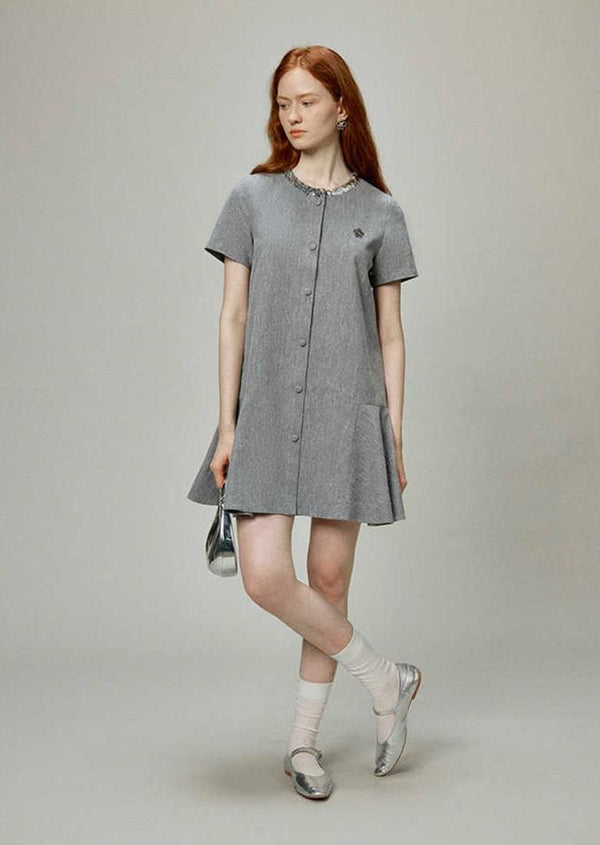 Linen Sequin Trim Tweed - Style Dress - COPPING THREADS - CHICISLAND