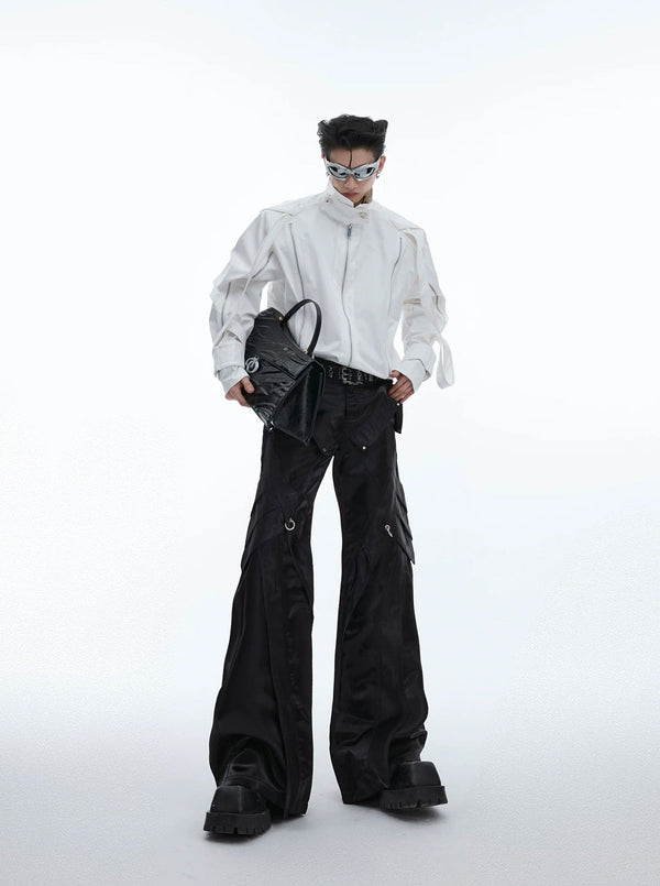Liquid-Finish Buckled Flared Pants - COPPING THREADS - Argue Culture