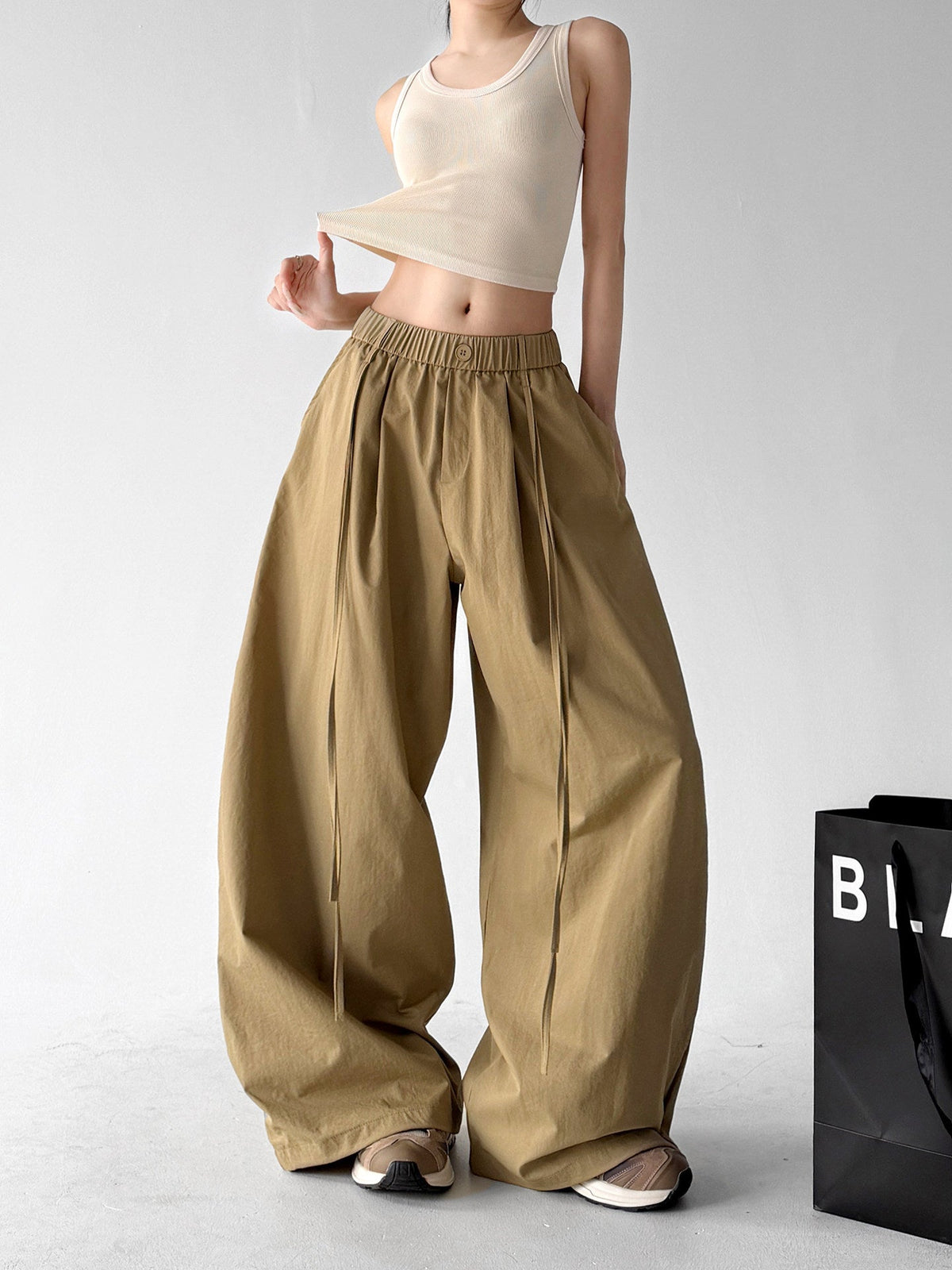 Long-Tie Pleated Wide-Leg Pants - CT6236 - COPPING THREADS - CT ORIGINALS