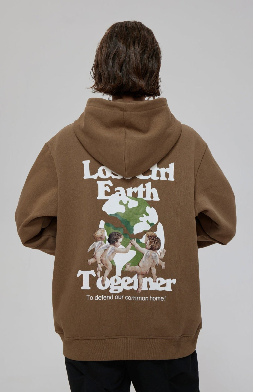 LOSTCTRL Angels Print Oversized Fleece Hoodie - COPPING THREADS - LOSTCTRL