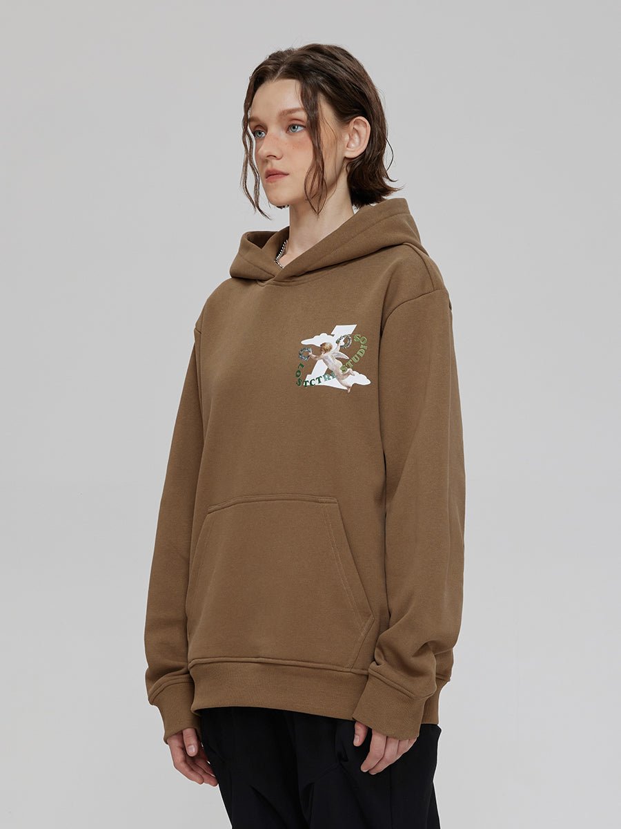 LOSTCTRL Angels Print Oversized Fleece Hoodie - COPPING THREADS - LOSTCTRL
