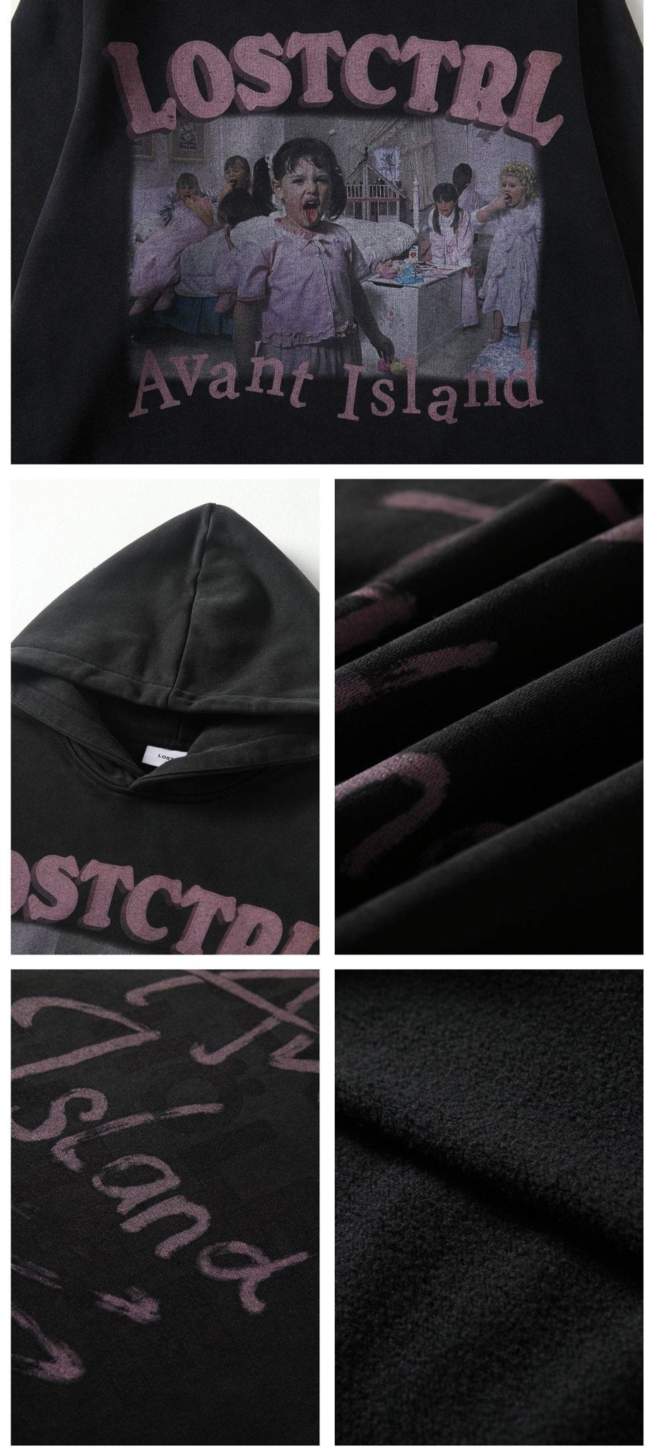 LOSTCTRL Avant Island Retro Washed Distressed Hoodie - COPPING THREADS - LOSTCTRL