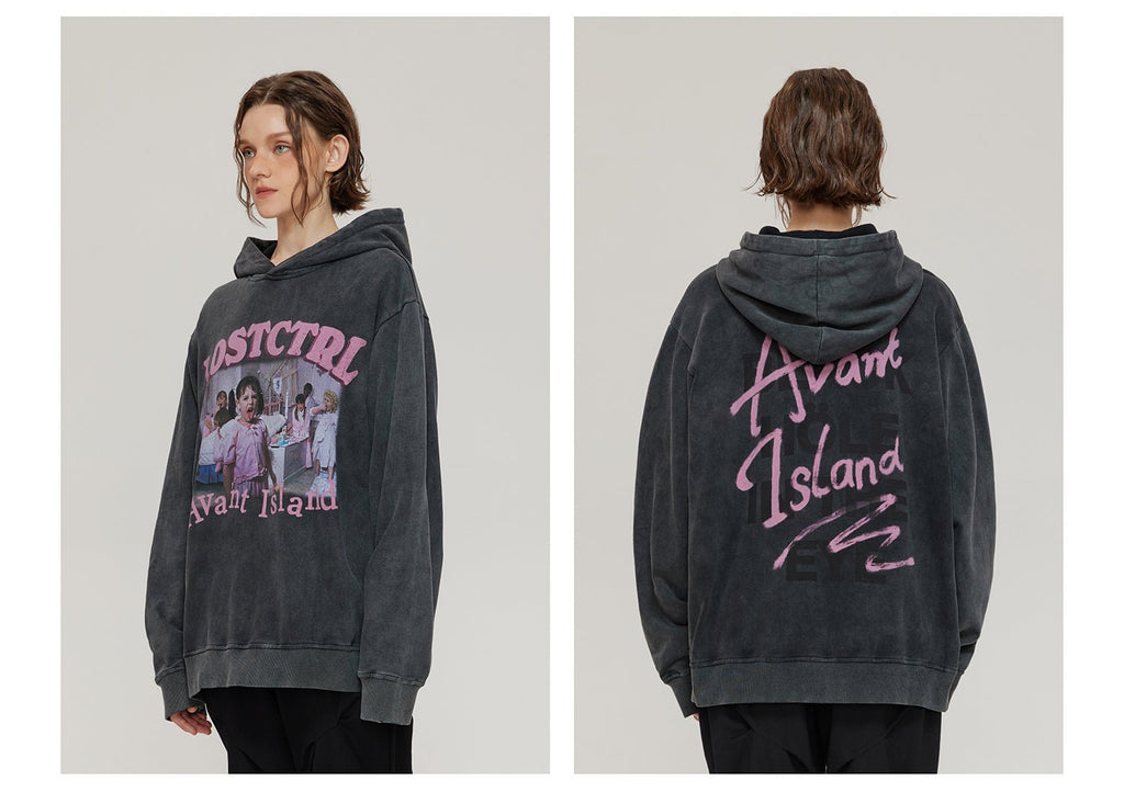 LOSTCTRL Avant Island Retro Washed Distressed Hoodie - COPPING THREADS - LOSTCTRL