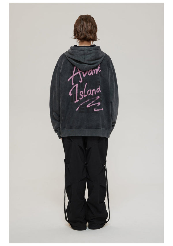 LOSTCTRL Avant Island Retro Washed Distressed Hoodie - COPPING THREADS - LOSTCTRL