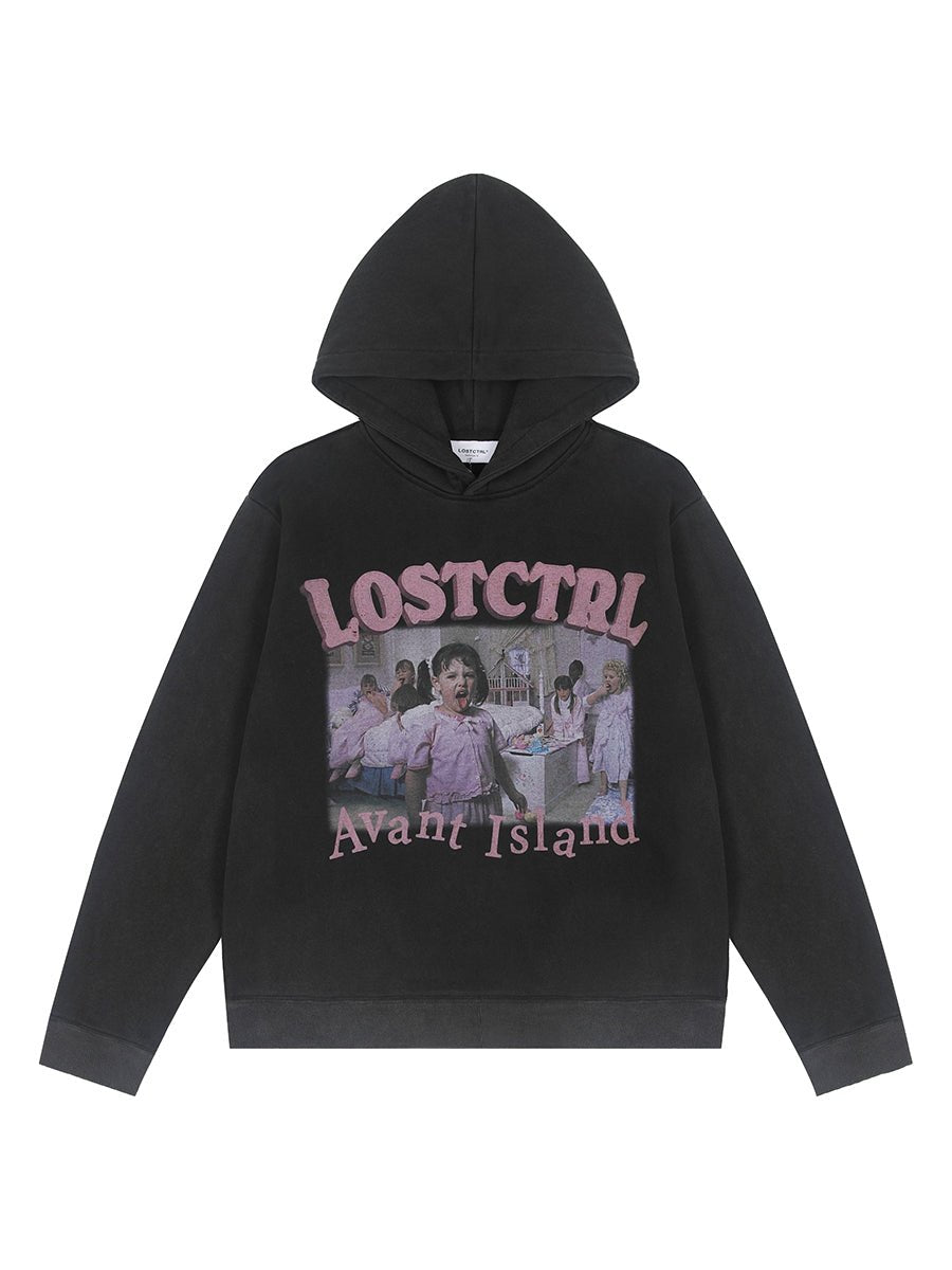 LOSTCTRL Avant Island Retro Washed Distressed Hoodie - COPPING THREADS - LOSTCTRL