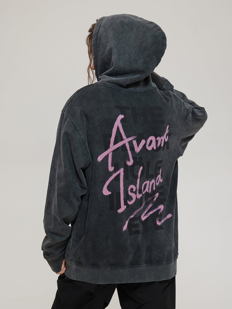 LOSTCTRL Avant Island Retro Washed Distressed Kapuzenpullover Zweitbild
