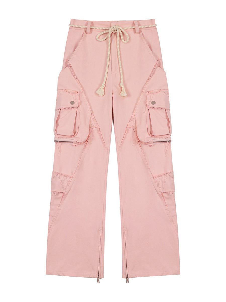 LOSTCTRL Destroyed Edge Waist Rope Casual Trousers - COPPING THREADS - LOSTCTRL