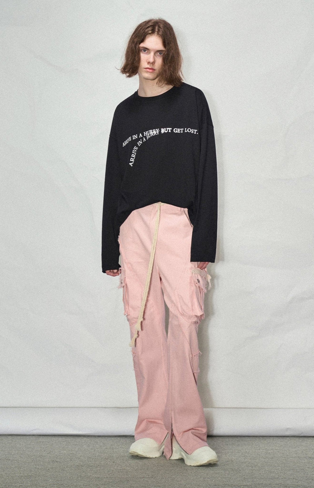 LOSTCTRL Destroyed Edge Waist Rope Casual Trousers - COPPING THREADS - LOSTCTRL