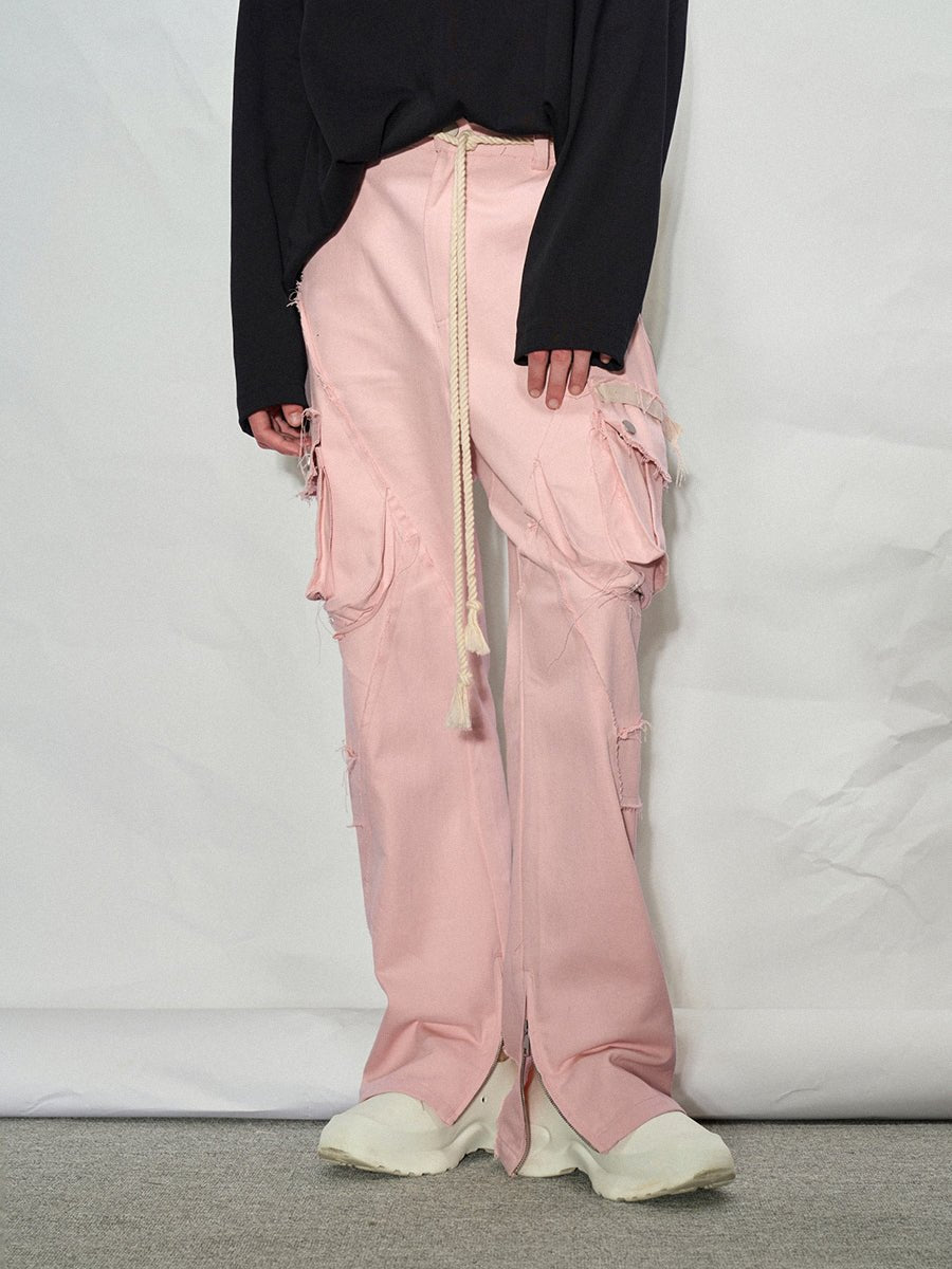 LOSTCTRL Destroyed Edge Waist Rope Casual Trousers - COPPING THREADS - LOSTCTRL