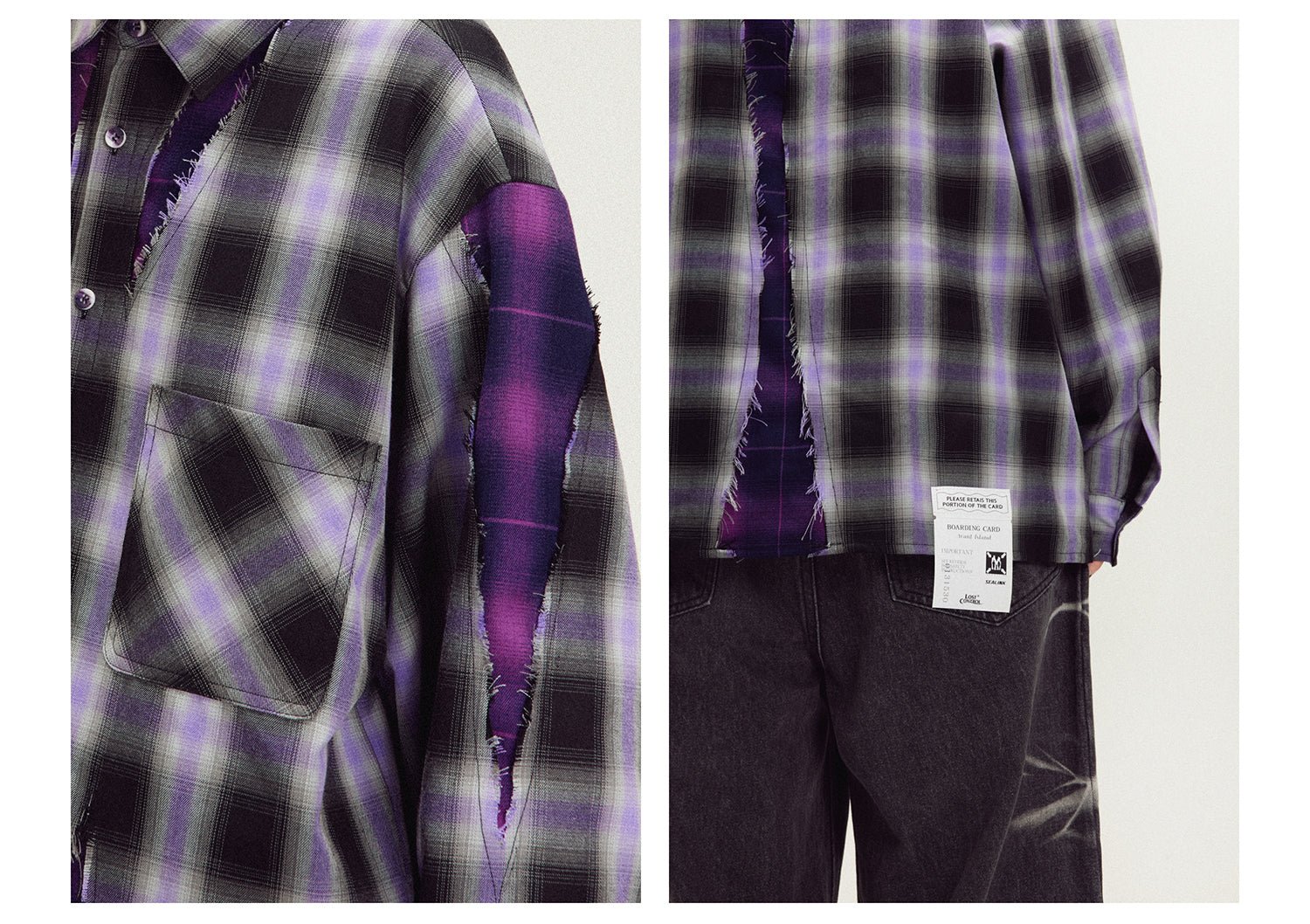 LOSTCTRL Distressed Plaid Long Sleeve Shirt - COPPING THREADS - LOSTCTRL