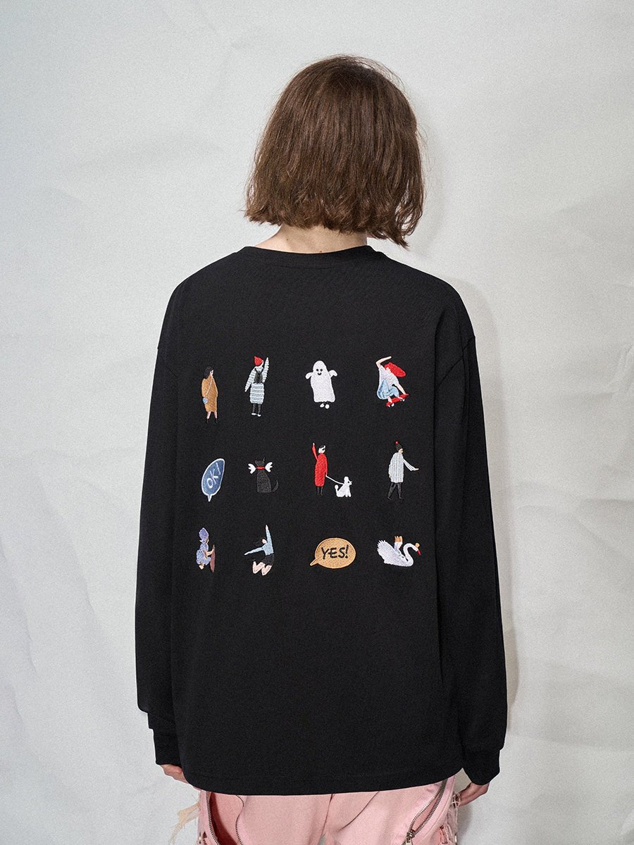LOSTCTRL Embroidered Drawstring Long Sleeve Tee - COPPING THREADS - LOSTCTRL