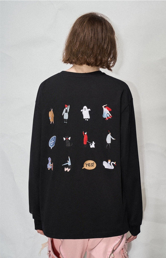 LOSTCTRL Embroidered Drawstring Long Sleeve Tee - COPPING THREADS - LOSTCTRL Hover Image