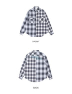 LOSTCTRL Embroidered Logo Plaid Patchwork Long Sleeve Shirt - COPPING THREADS - LOSTCTRL
