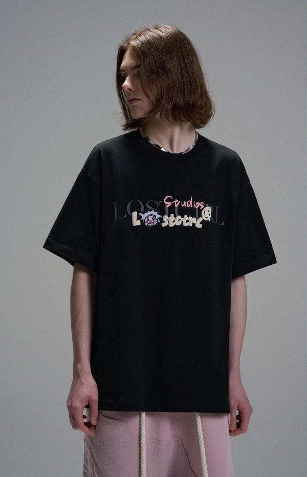 LOSTCTRL Ghost Face Embroidered Logo Tee - COPPING THREADS - LOSTCTRL