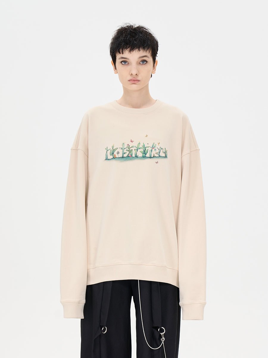 LOSTCTRL Hand - painted Cactus Logo Print Sweatshirt - COPPING THREADS - LOSTCTRL Hauptbild