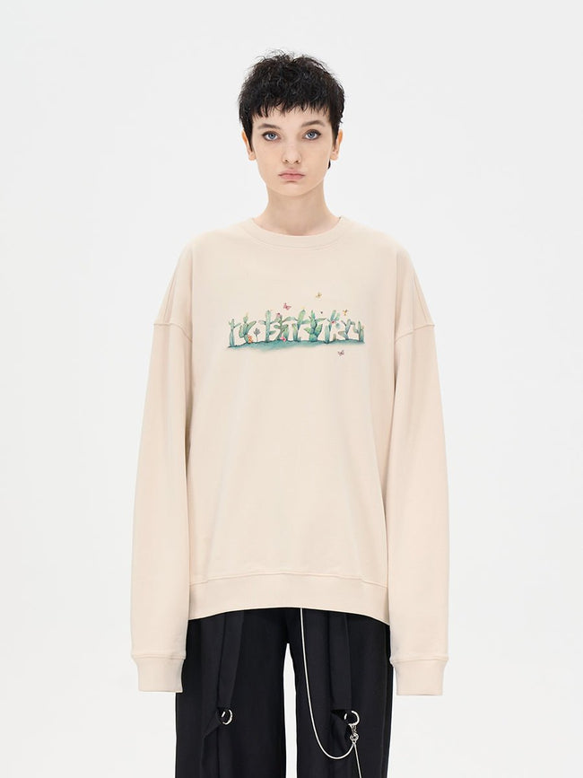 LOSTCTRL Hand - painted Cactus Logo Print Sweatshirt - COPPING THREADS - LOSTCTRL Hover Image