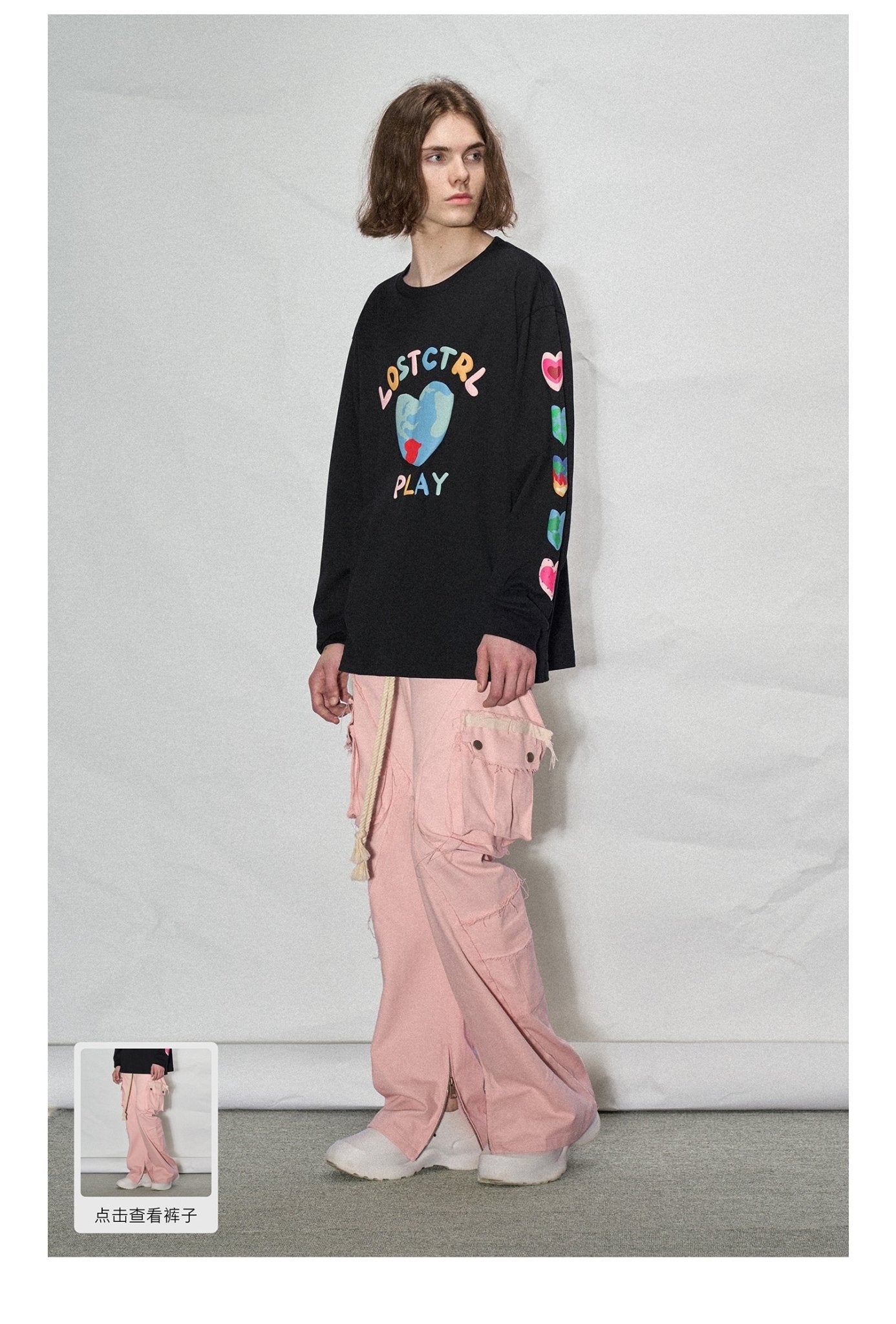 LOSTCTRL Heart Earth Foam Print Long Sleeve Tee - COPPING THREADS - LOSTCTRL