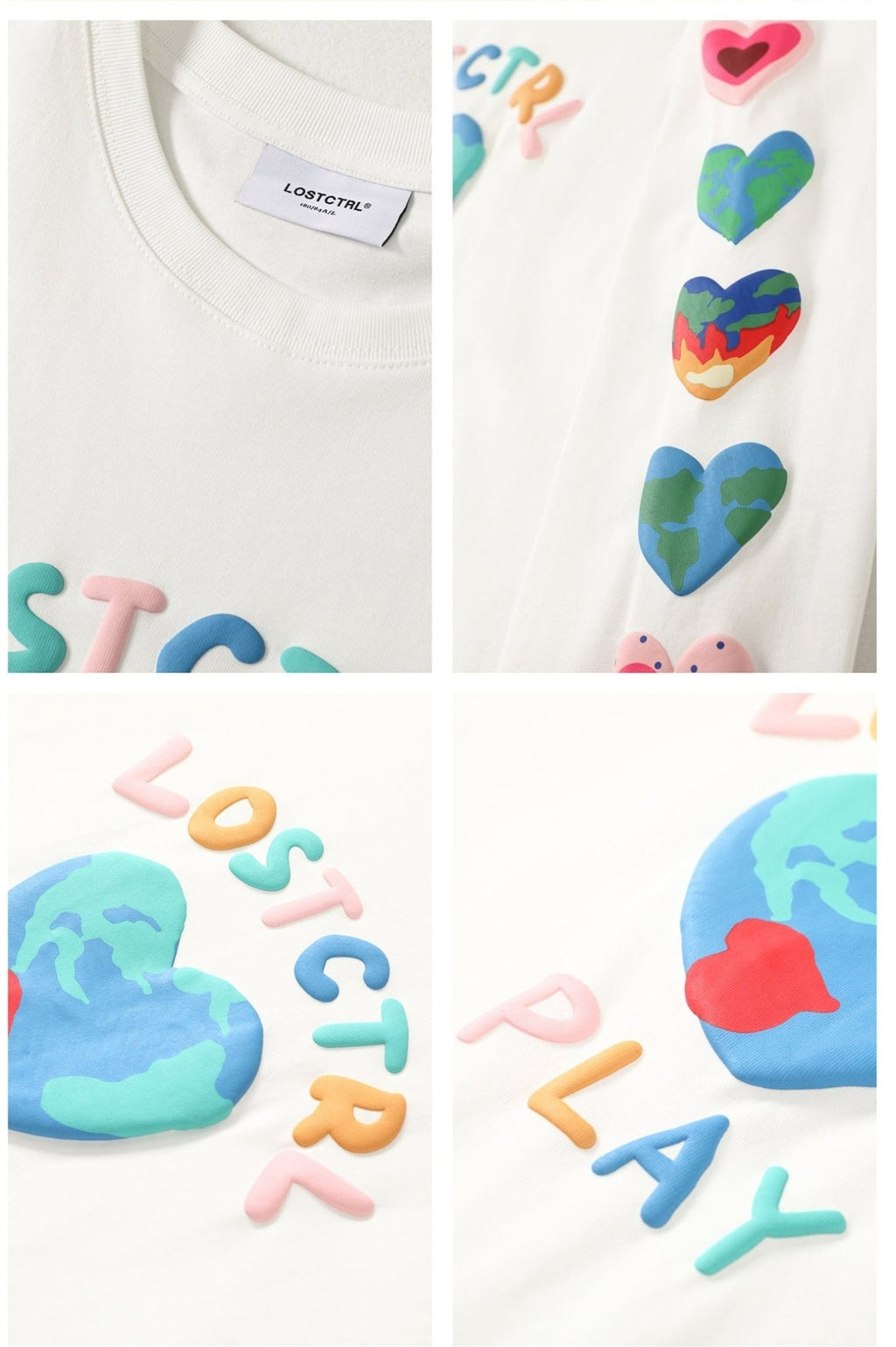 LOSTCTRL Heart Earth Foam Print Long Sleeve Tee - COPPING THREADS - LOSTCTRL