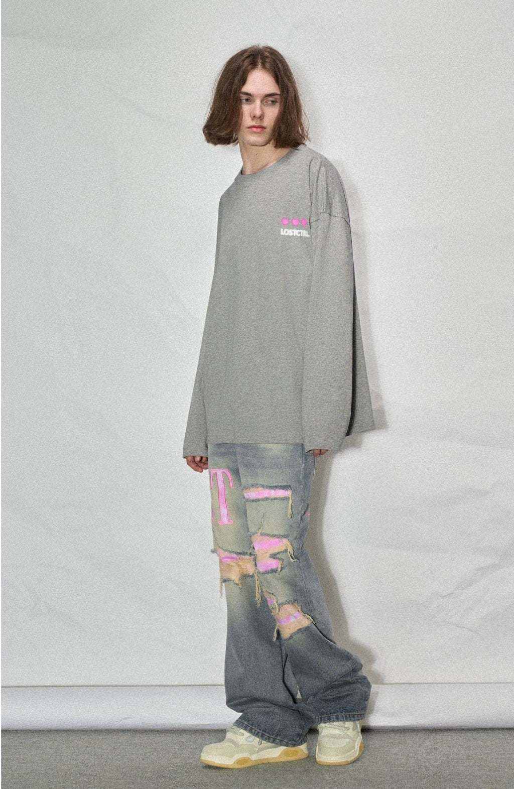 LOSTCTRL Heart Print Long Sleeve Tee - COPPING THREADS - LOSTCTRL