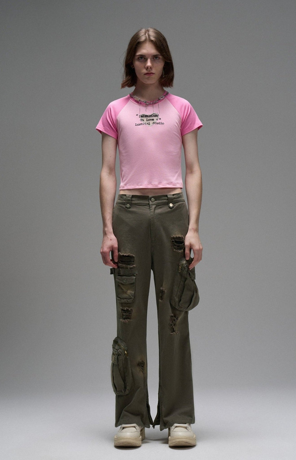 LOSTCTRL Hollow Mesh Embroidered Tee - COPPING THREADS - LOSTCTRL