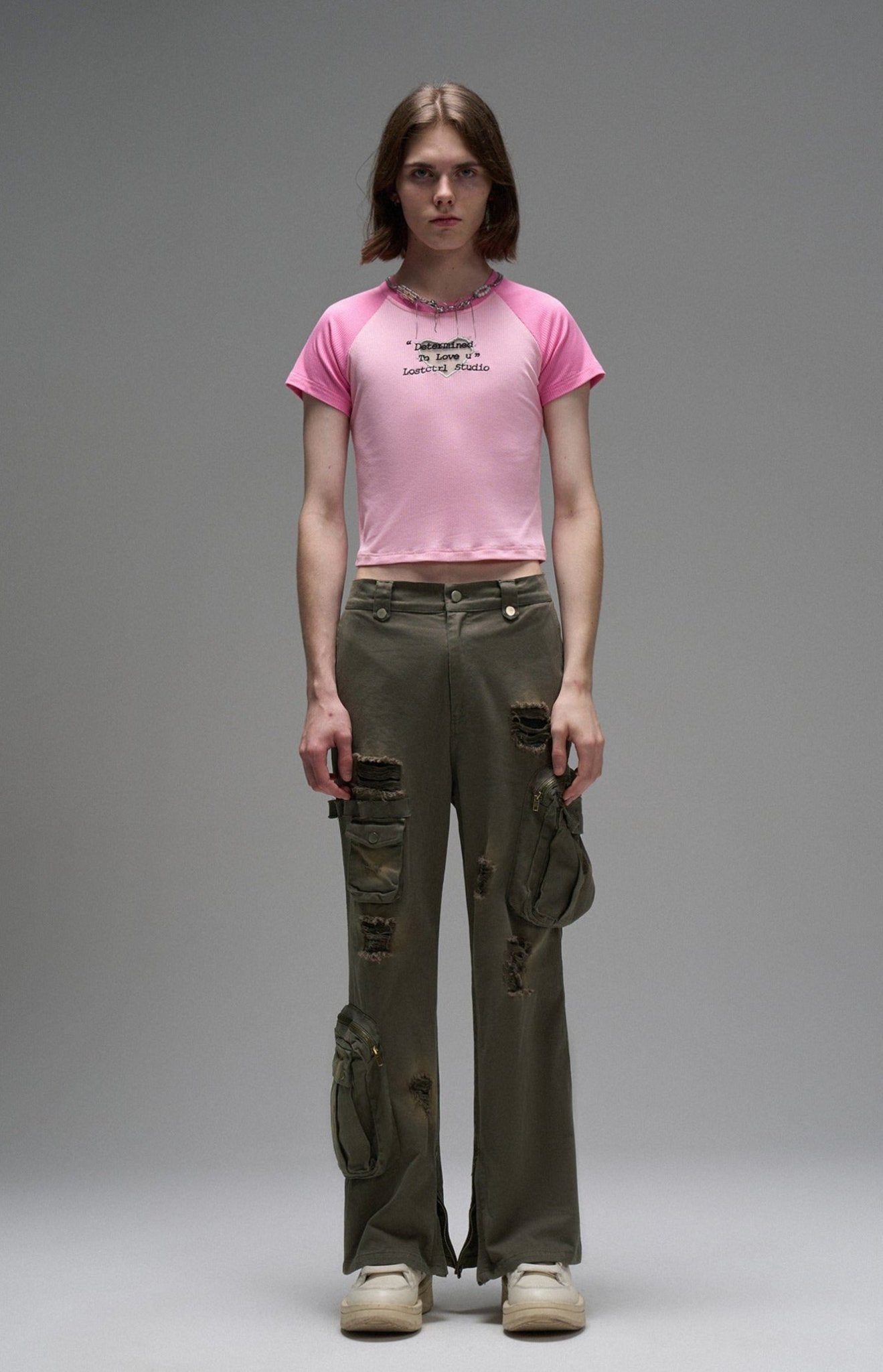 LOSTCTRL Hollow Mesh Embroidered Tee - COPPING THREADS - LOSTCTRL