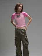 LOSTCTRL Hollow Mesh Embroidered Tee - COPPING THREADS - LOSTCTRL