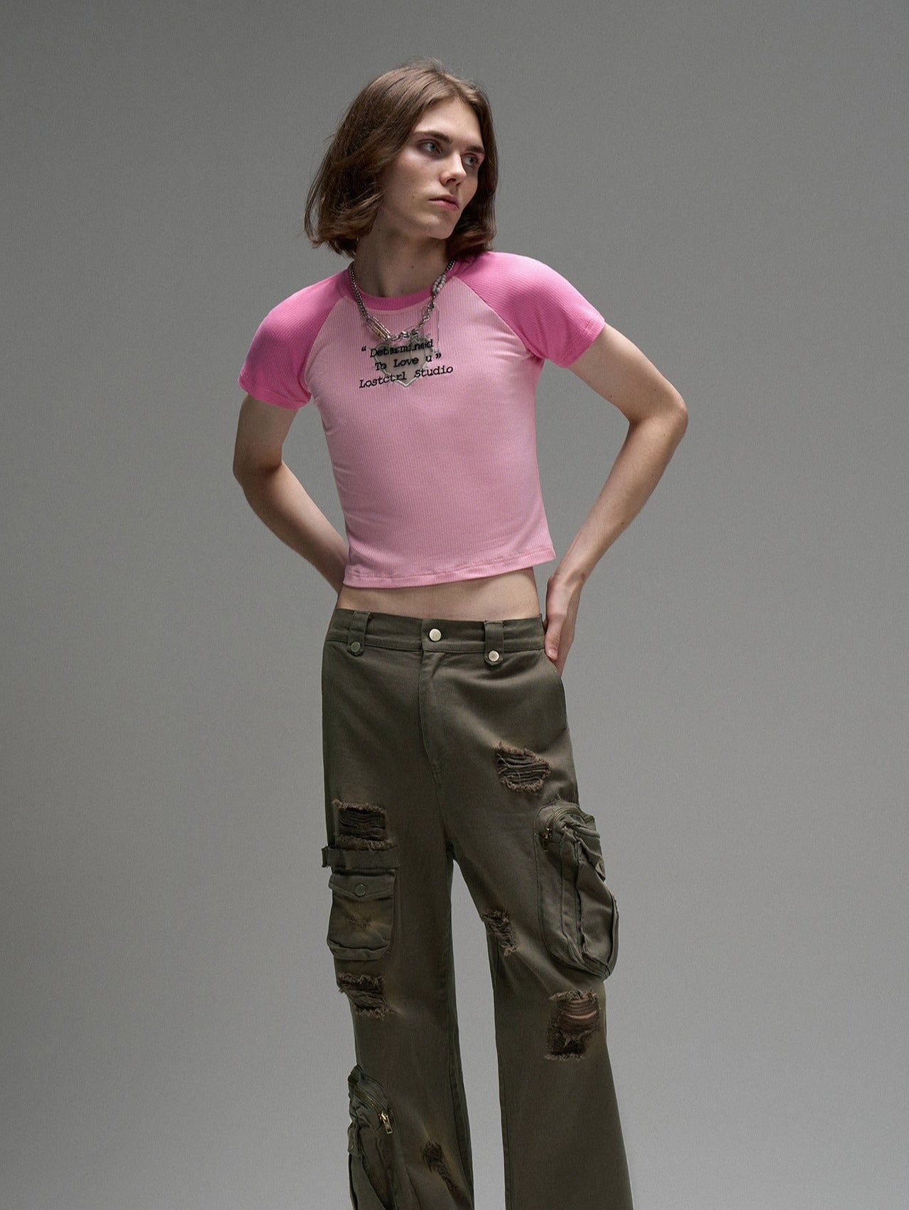 LOSTCTRL Hollow Mesh Embroidered Tee - COPPING THREADS - LOSTCTRL