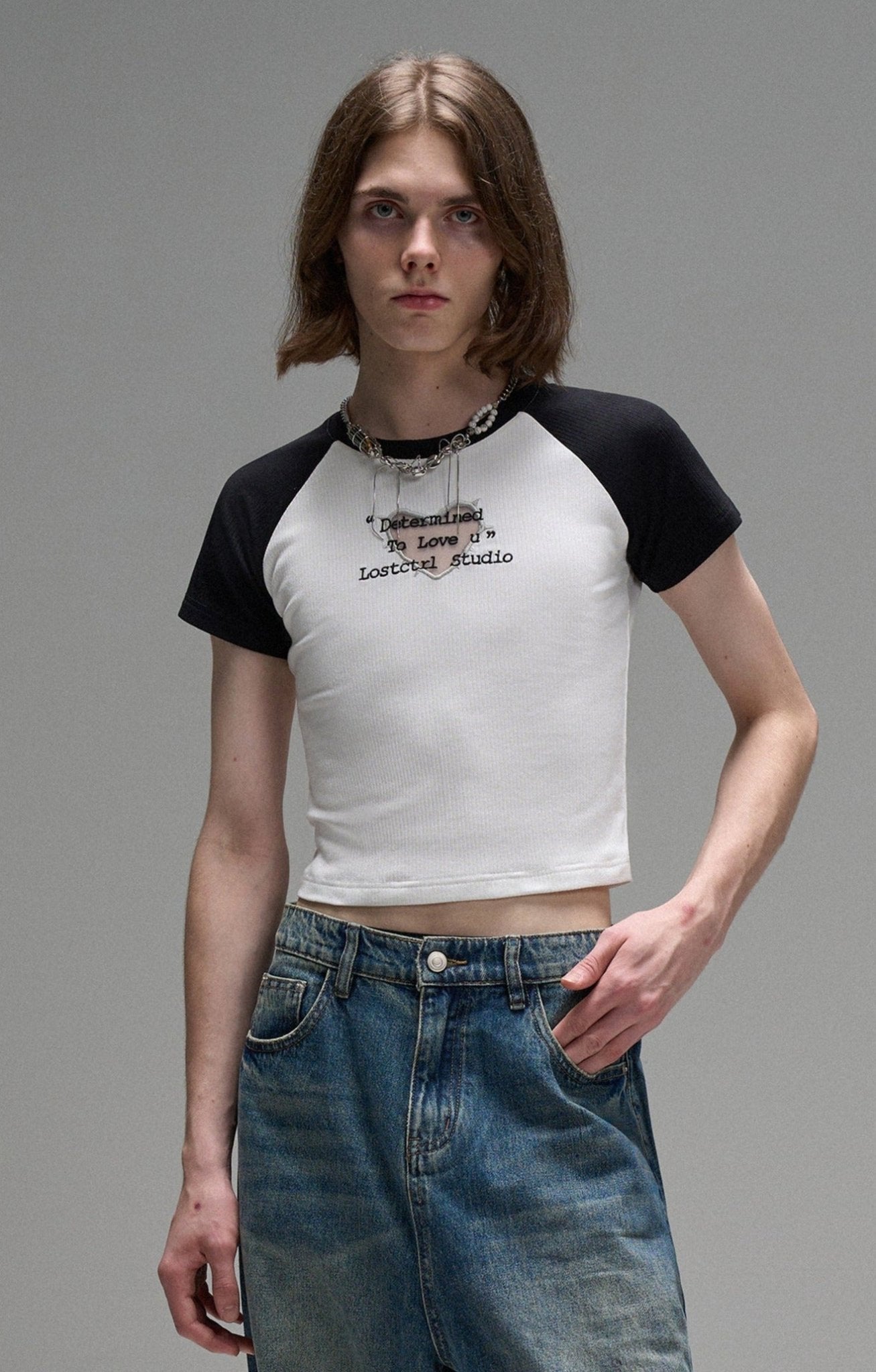 LOSTCTRL Hollow Mesh Embroidered Tee - COPPING THREADS - LOSTCTRL