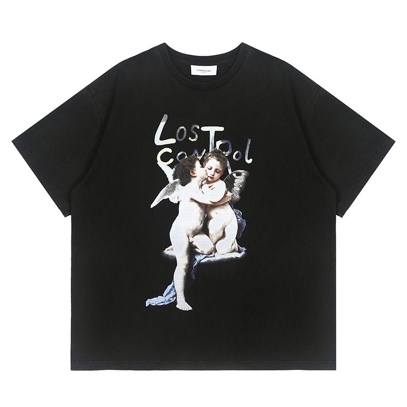 LOSTCTRL Kissing Angels Printing Vintage Distressed Tee - COPPING THREADS - LOSTCTRL