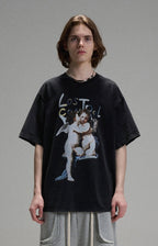 LOSTCTRL Kissing Angels Printing Vintage Distressed Tee - COPPING THREADS - LOSTCTRL