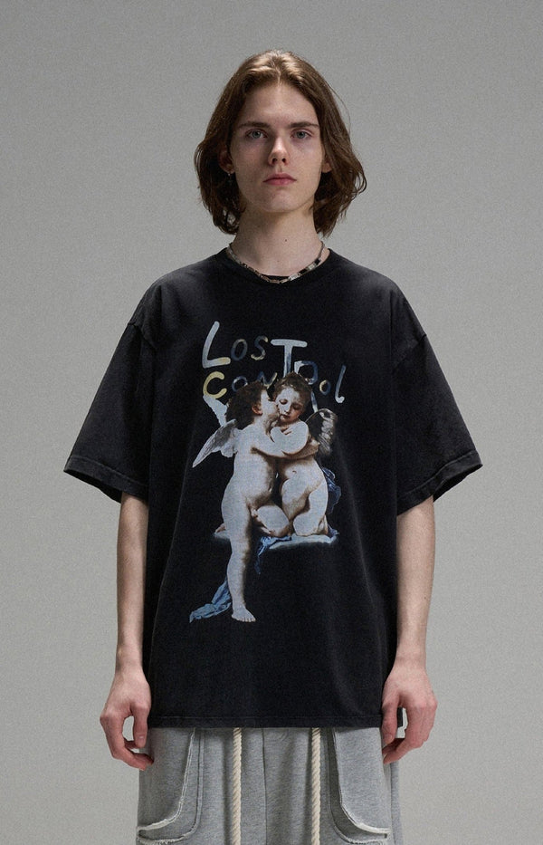 LOSTCTRL Kissing Angels Printing Vintage Distressed Tee - COPPING THREADS - LOSTCTRL