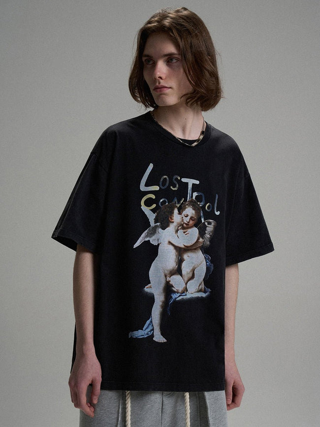 LOSTCTRL Kissing Angels Printing Vintage Distressed Tee - COPPING THREADS - LOSTCTRL Hover Image