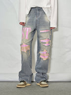 LOSTCTRL Pink Distressed Washed Denim - COPPING THREADS - LOSTCTRL