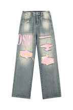 LOSTCTRL Pink Distressed Washed Denim - COPPING THREADS - LOSTCTRL