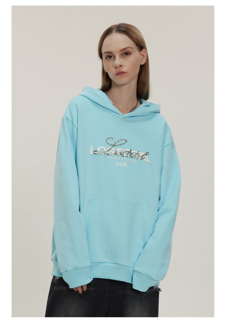 LOSTCTRL Studded Rhinestone Print Hoodie - COPPING THREADS - LOSTCTRL