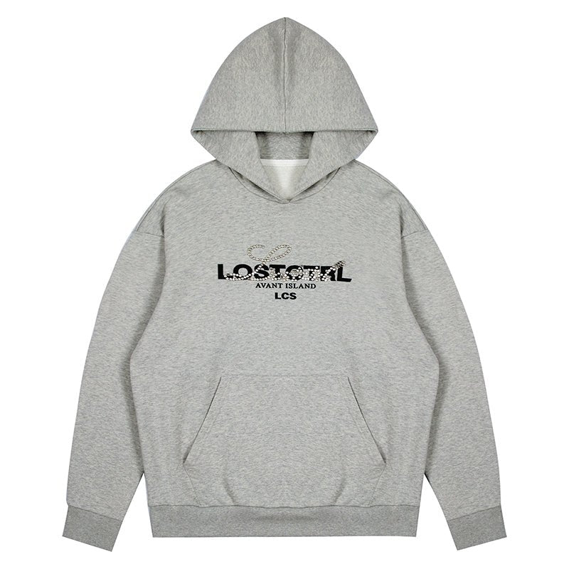 LOSTCTRL Studded Rhinestone Print Hoodie - COPPING THREADS - LOSTCTRL