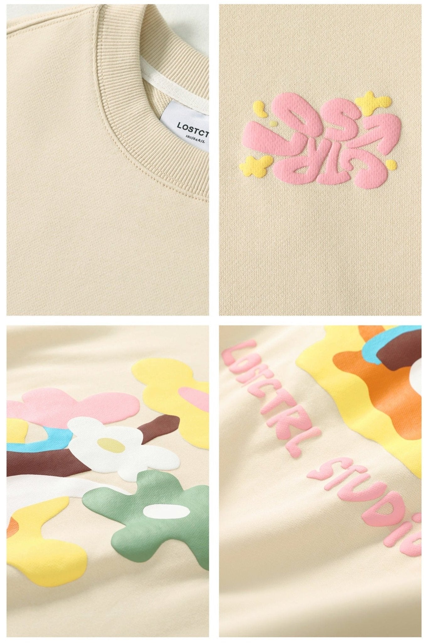 LOSTCTRL Twin Flowers Foam Print Sweatshirt - COPPING THREADS - LOSTCTRL