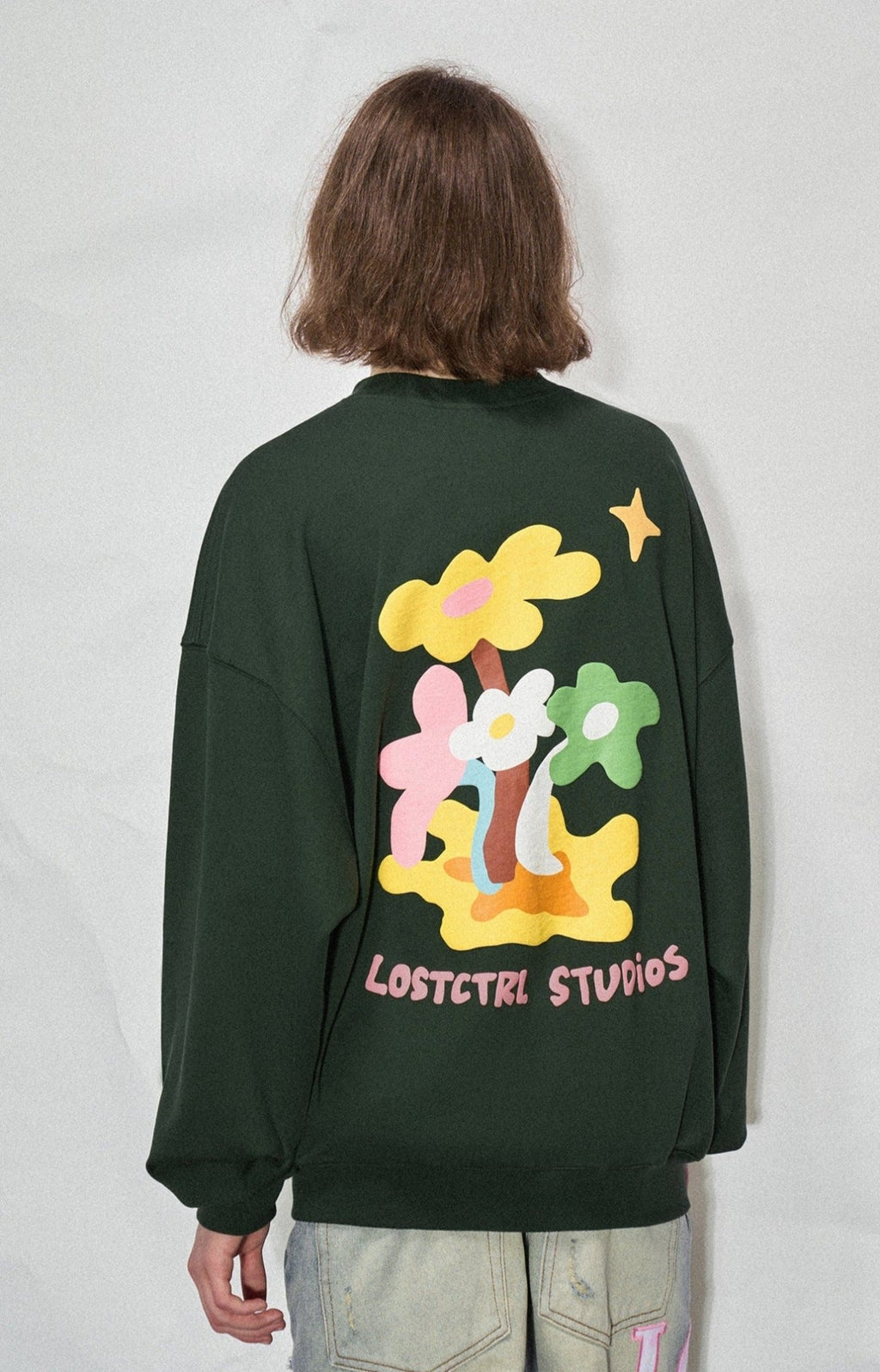 LOSTCTRL Twin Flowers Foam Print Sweatshirt - COPPING THREADS - LOSTCTRL