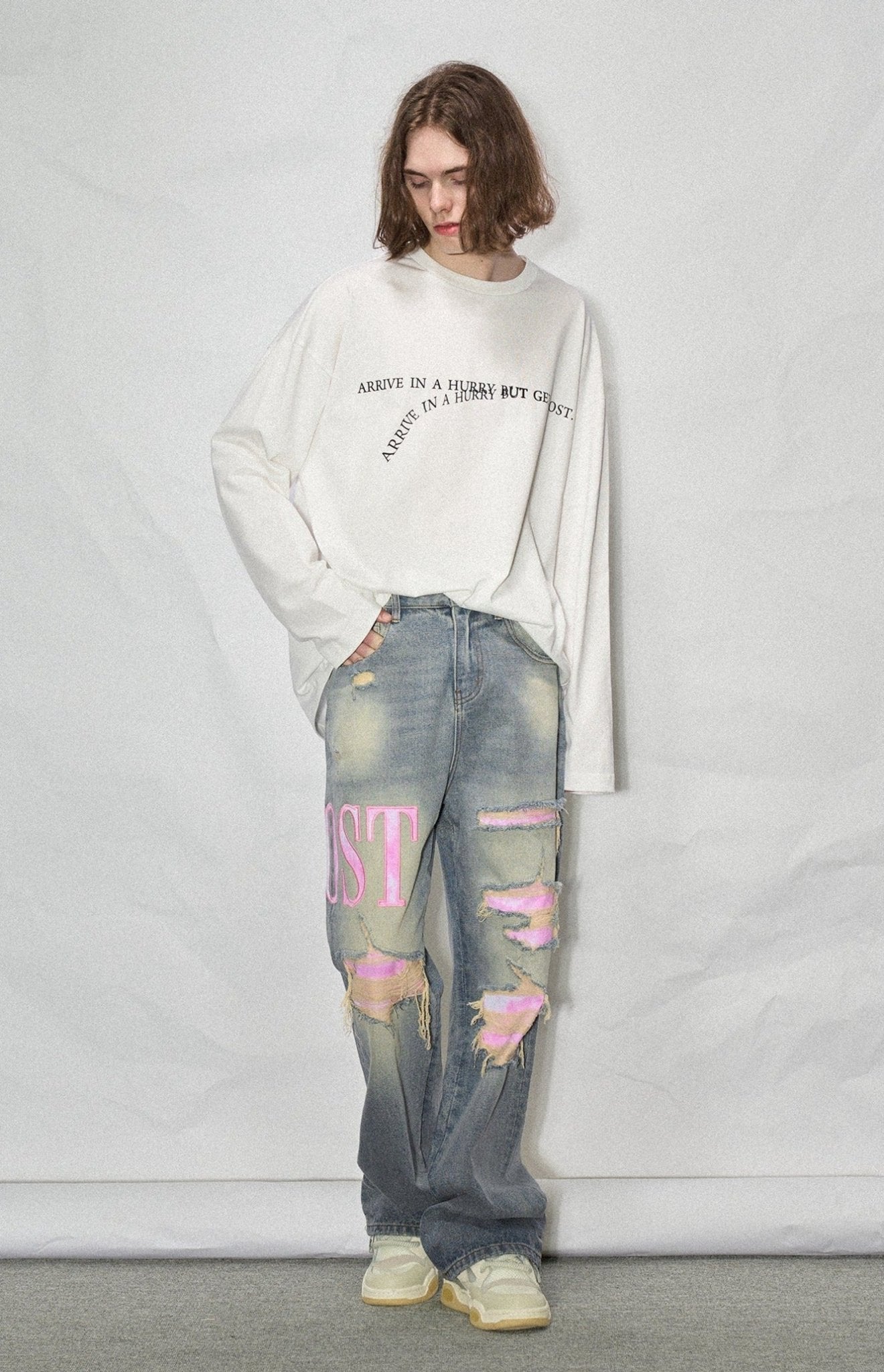 LOSTCTRL Wilted Letter Print Long Sleeve Tee - COPPING THREADS - LOSTCTRL