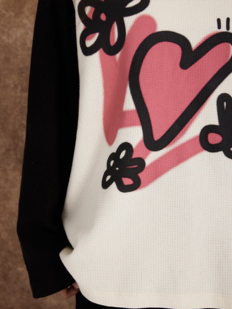 Love Heart Waffle Grid Sweatshirt - COPPING THREADS - ARTMONSTER