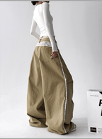 Low - Rise Lace - Trim Cargo Wide - Leg Pants - COPPING THREADS - CT Select