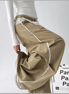 Low - Rise Lace - Trim Cargo Wide - Leg Pants - COPPING THREADS - CT Select