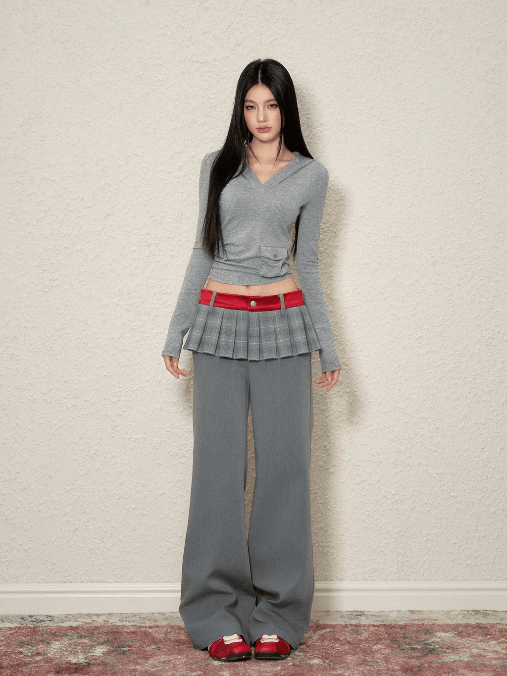 Low Rise Mock Two - Piece Pleated Skirt Trousers - COPPING THREADS - AGAM