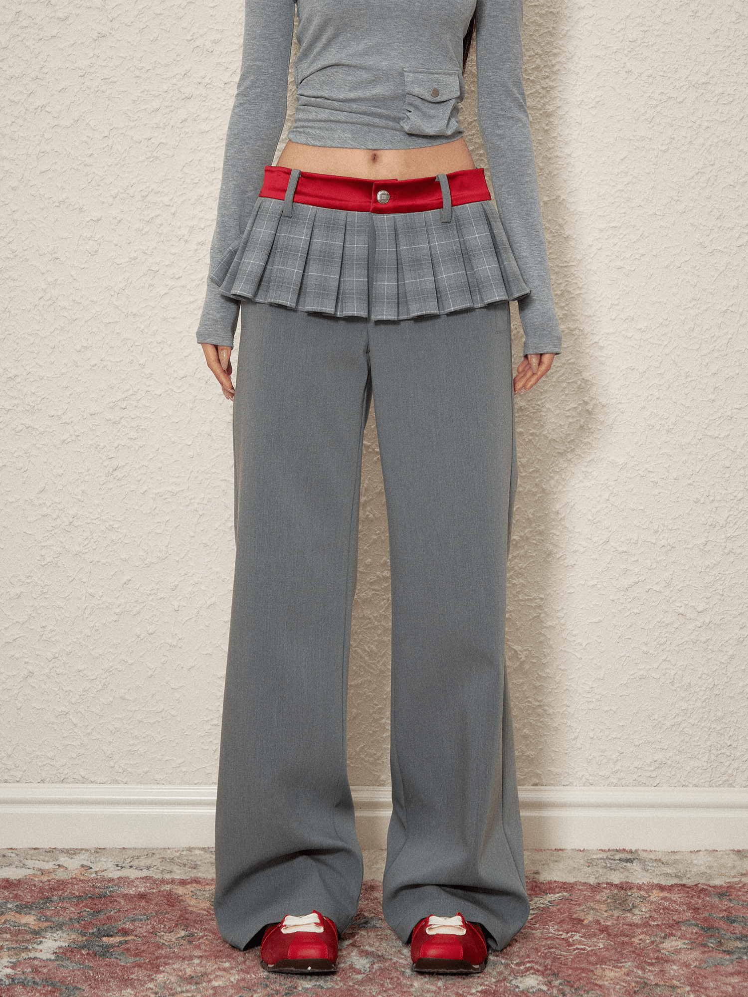Low Rise Mock Two - Piece Pleated Skirt Trousers - COPPING THREADS - AGAM 메인 이미지