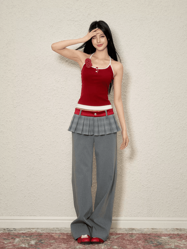 Low Rise Mock Two - Piece Pleated Skirt Trousers - COPPING THREADS - AGAM